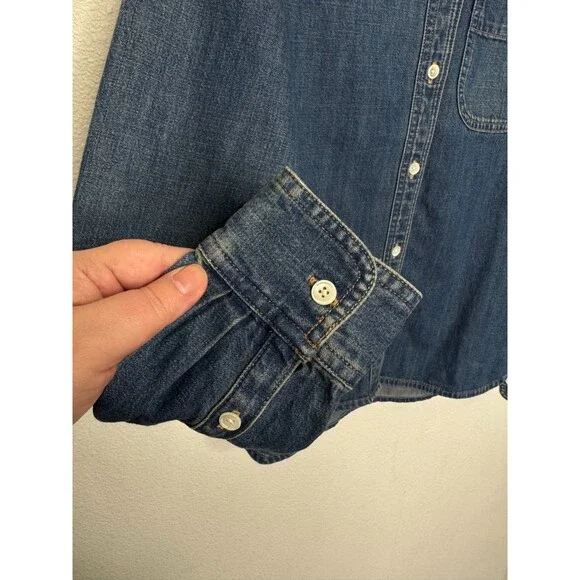 Madewell XS Tuckable Denim Shirt in Greendale Wash Cotton Button Up Blue NWT - Picture 8 of 14